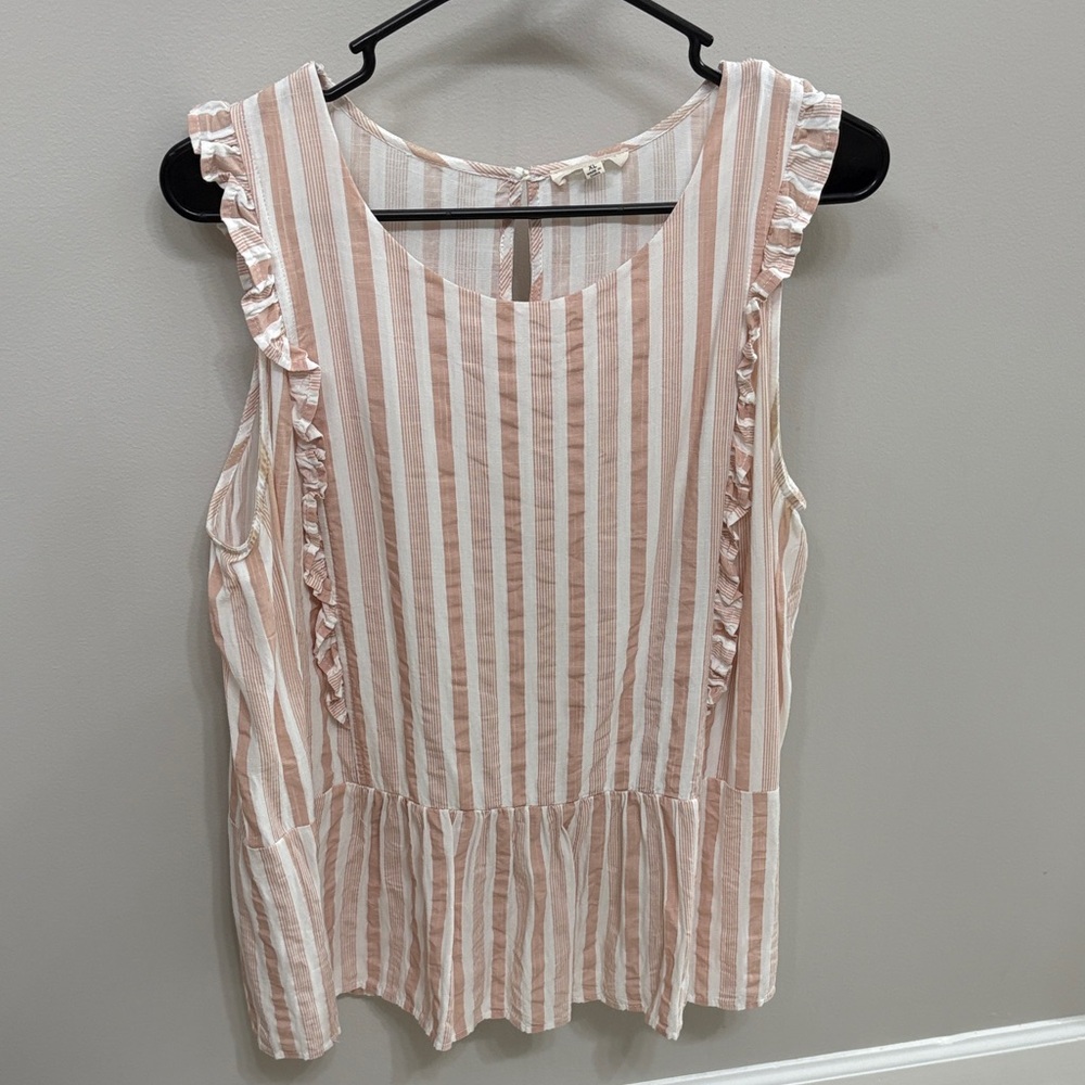 Striped Ruffle Sleeveless Top